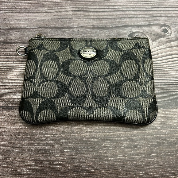 Coach Handbags - Coach Signature Black and Gray Pouch